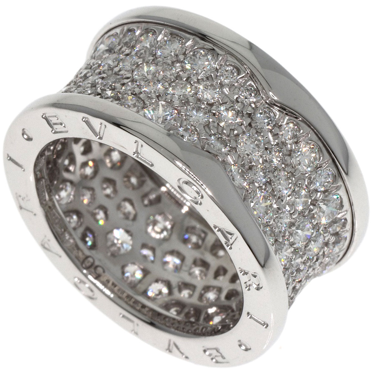 BVLGARI B.zero1 Full Pavé Diamond #50 Ring K18 White Gold Ladies [Used]
