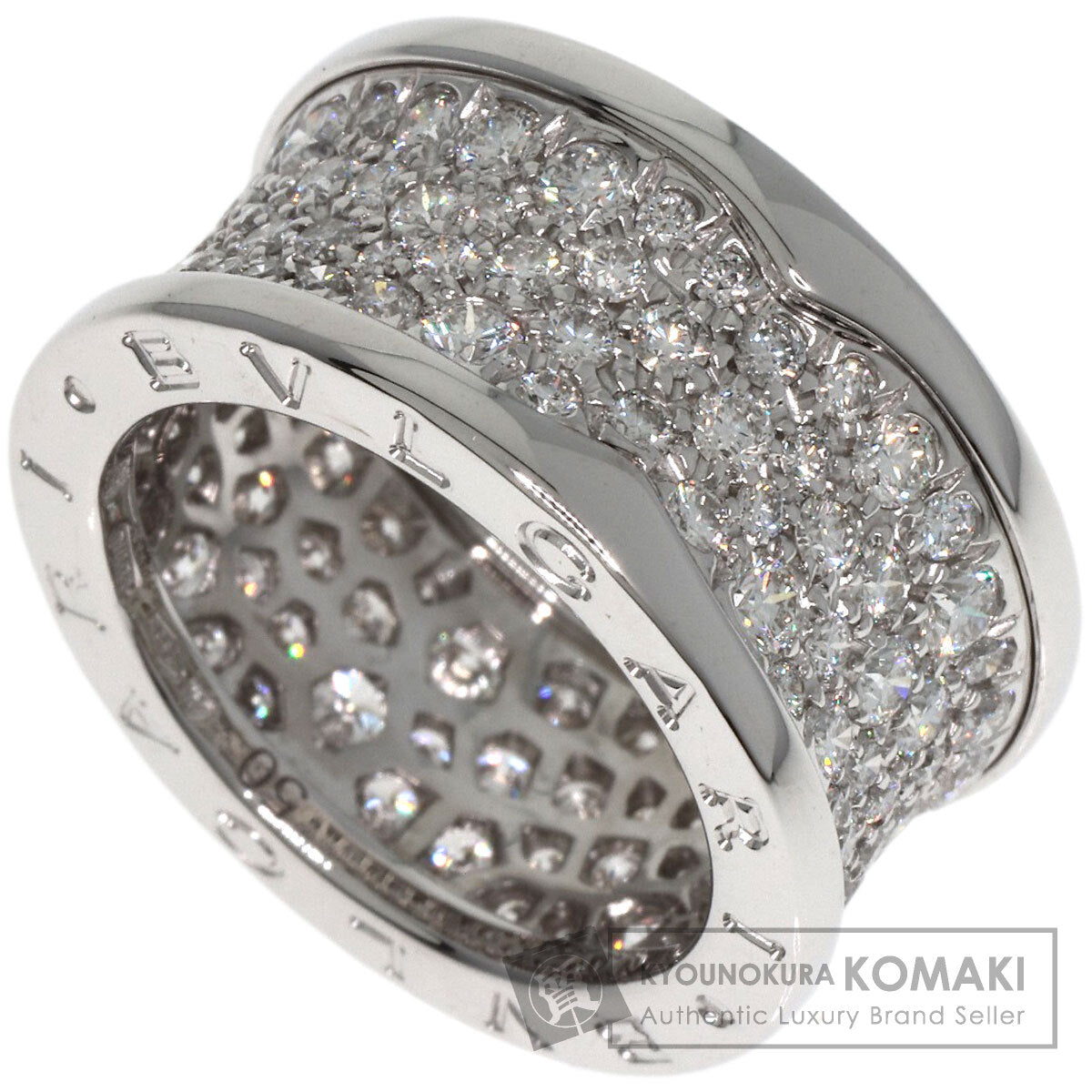 BVLGARI B.zero1 Full Pavé Diamond #50 Ring K18 White Gold Ladies [Used]
