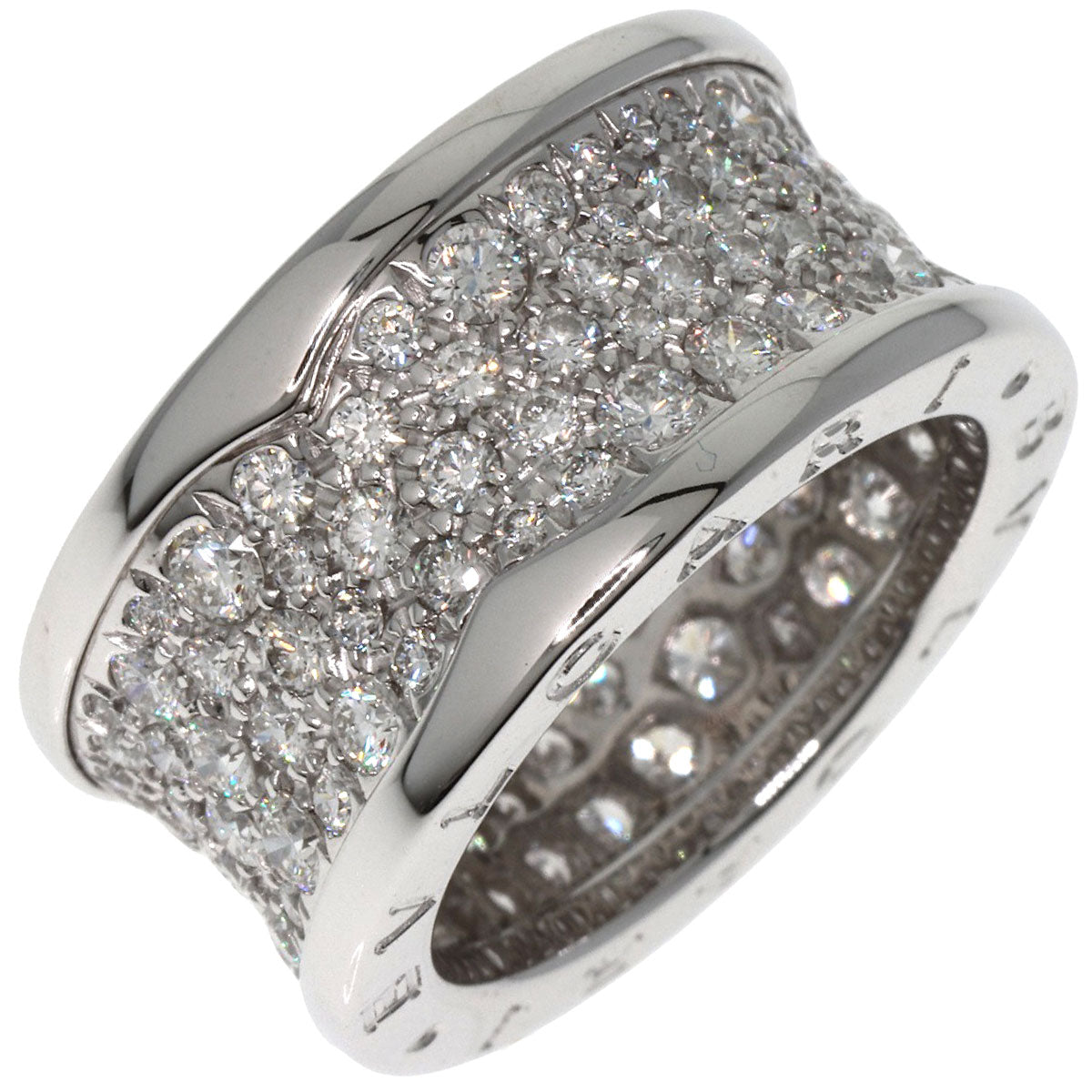 BVLGARI B.zero1 Full Pavé Diamond #50 Ring K18 White Gold Ladies [Used]