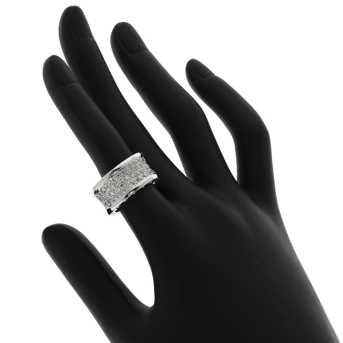 BVLGARI B.zero1 Full Pavé Diamond #50 Ring K18 White Gold Ladies [Used]