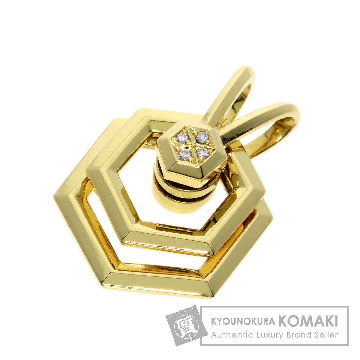 WALTHAM Diamond Pendant top K18 Yellow Gold Ladies [Used]