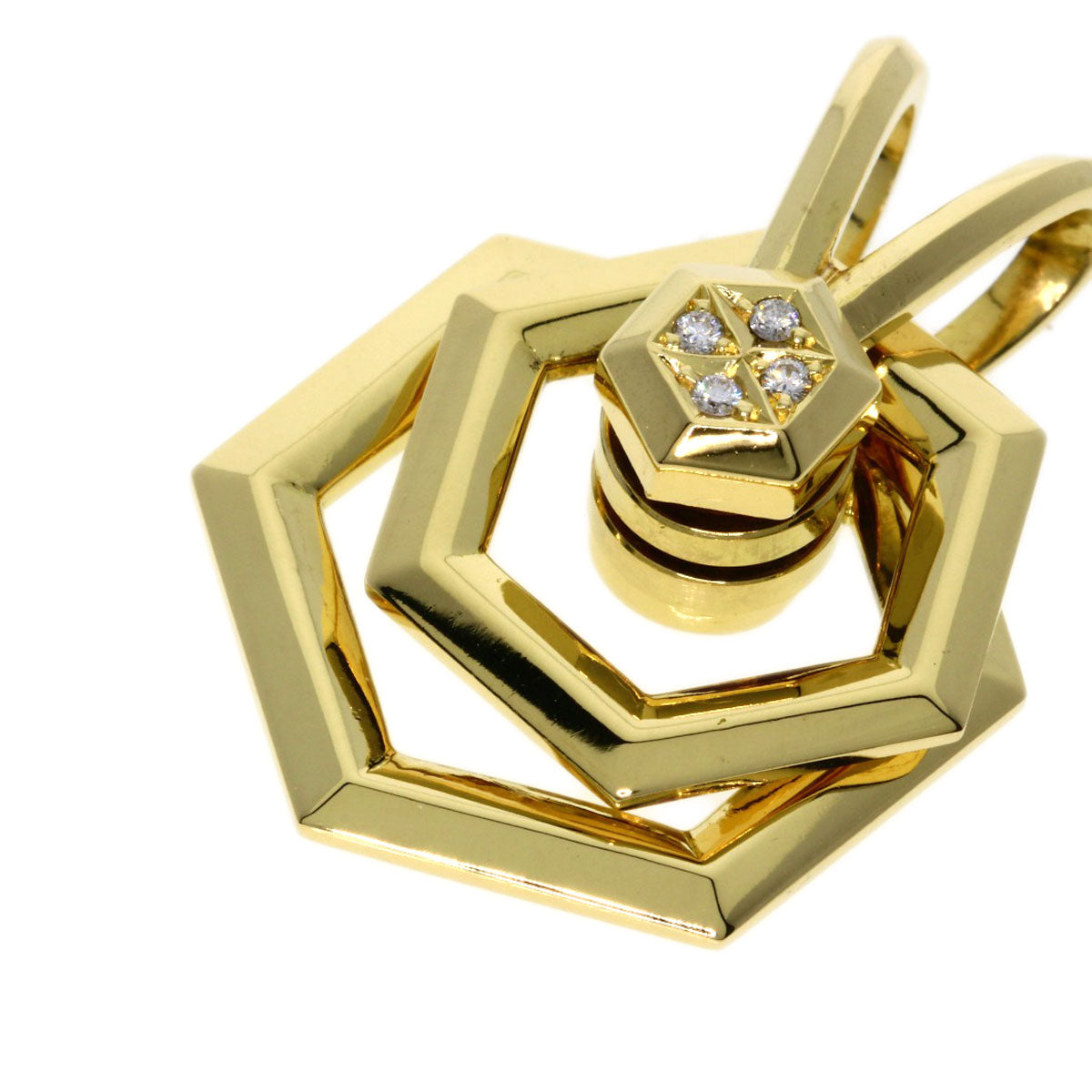 WALTHAM Diamond Pendant top K18 Yellow Gold Ladies [Used]