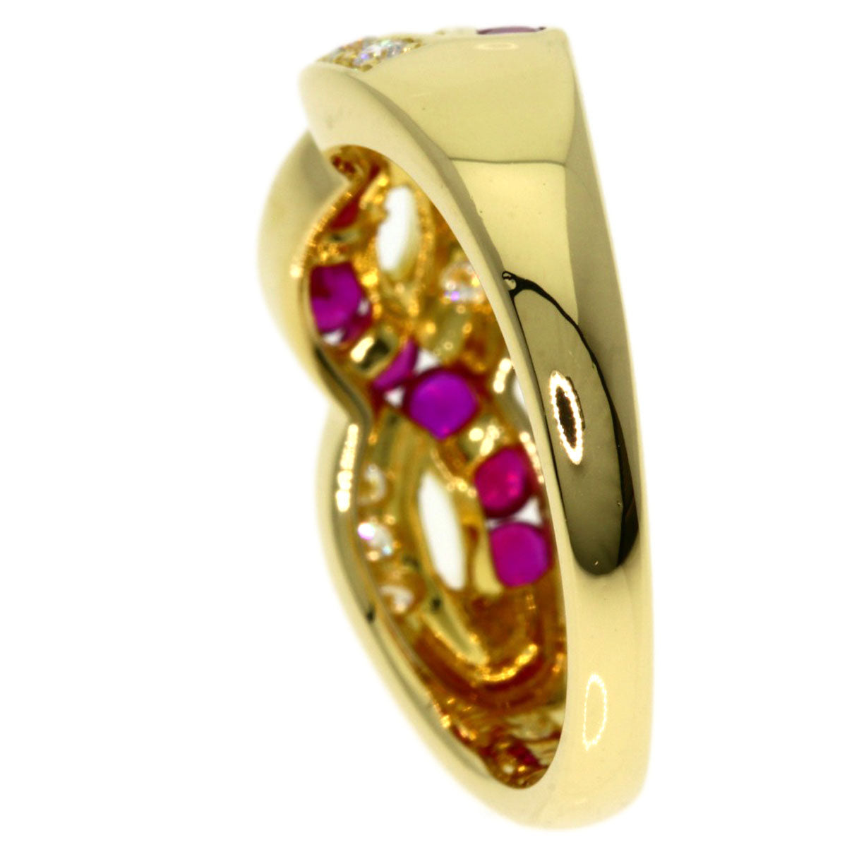 TASAKI Ruby Diamond Ring K18 Yellow Gold Ladies [Used]