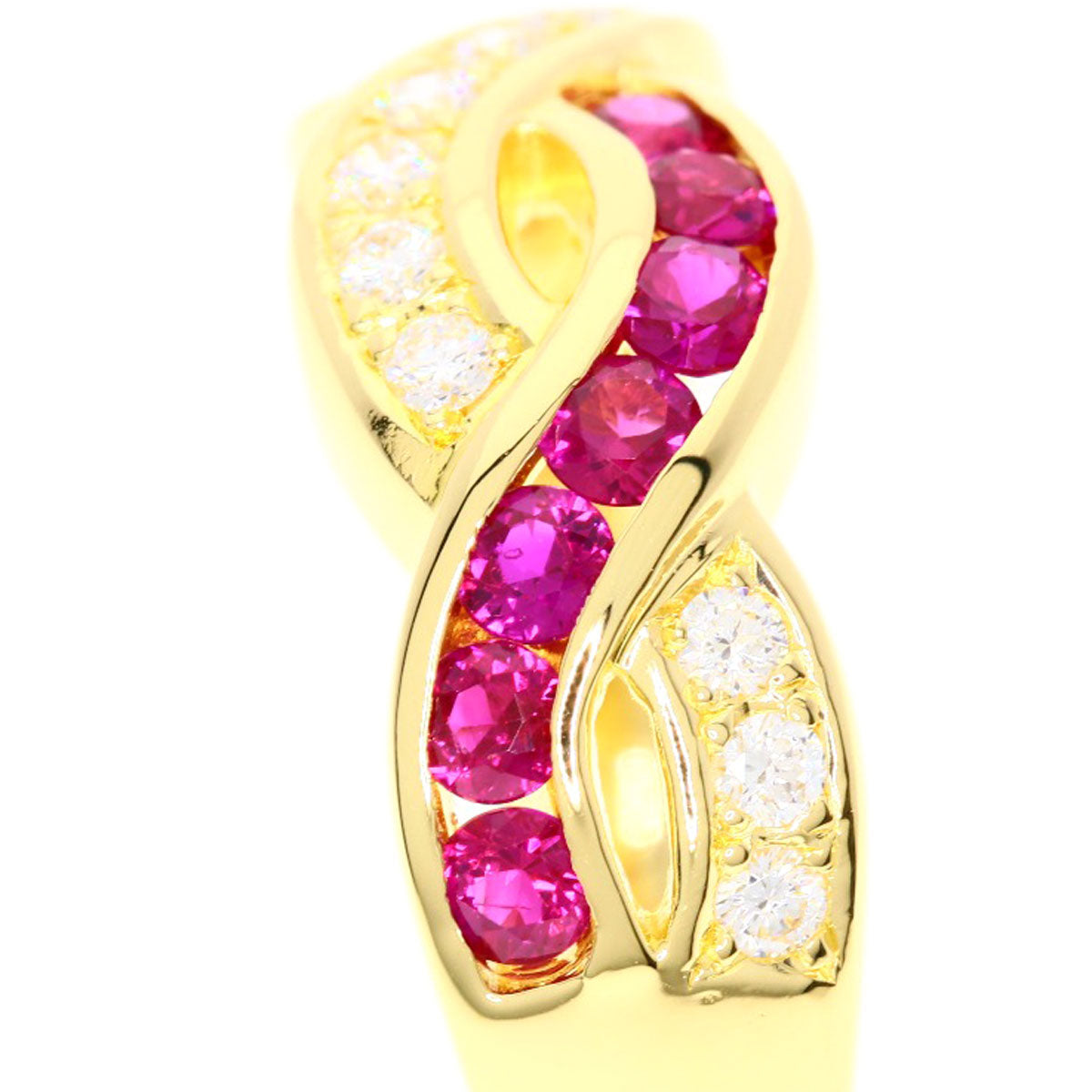 TASAKI Ruby Diamond Ring K18 Yellow Gold Ladies [Used]