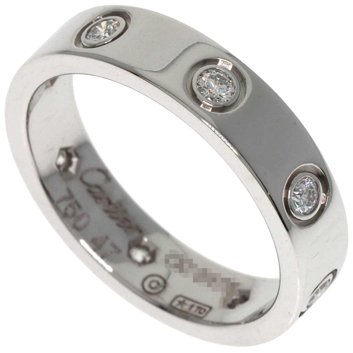 CARTIER Mini love ring full diamond #47 Ring K18 White Gold Ladies [Used]