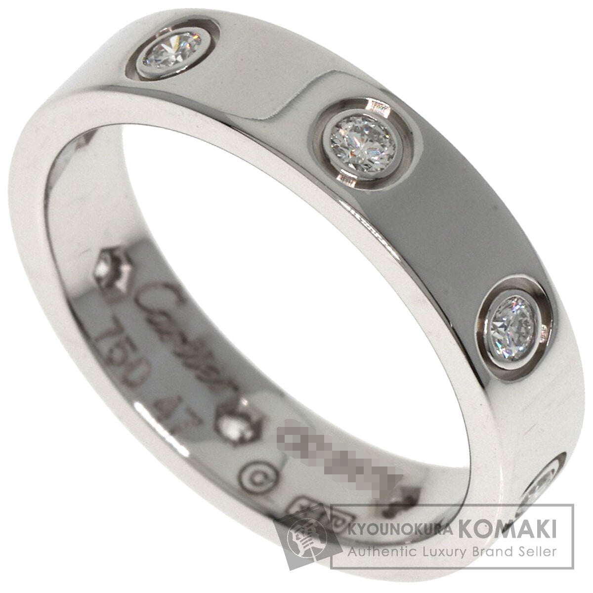 CARTIER Mini love ring full diamond #47 Ring K18 White Gold Ladies [Used]