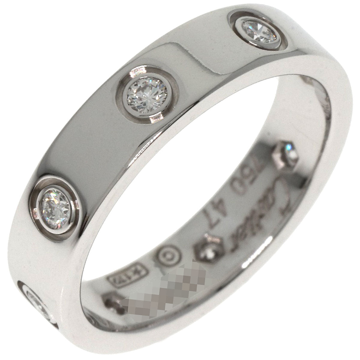 CARTIER Mini love ring full diamond #47 Ring K18 White Gold Ladies [Used]