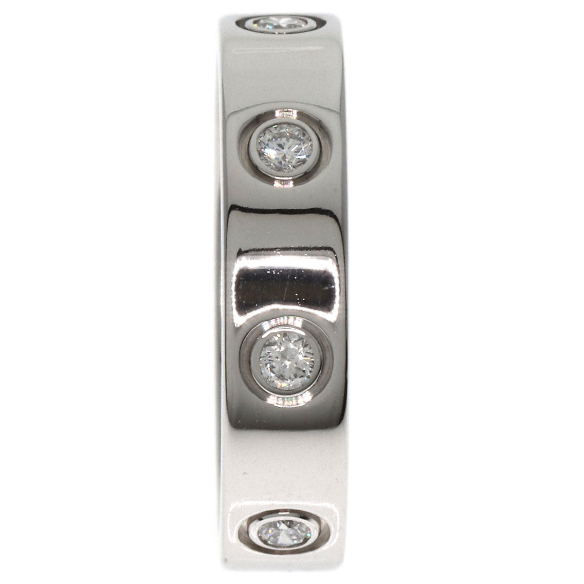 CARTIER Mini love ring full diamond #47 Ring K18 White Gold Ladies [Used]