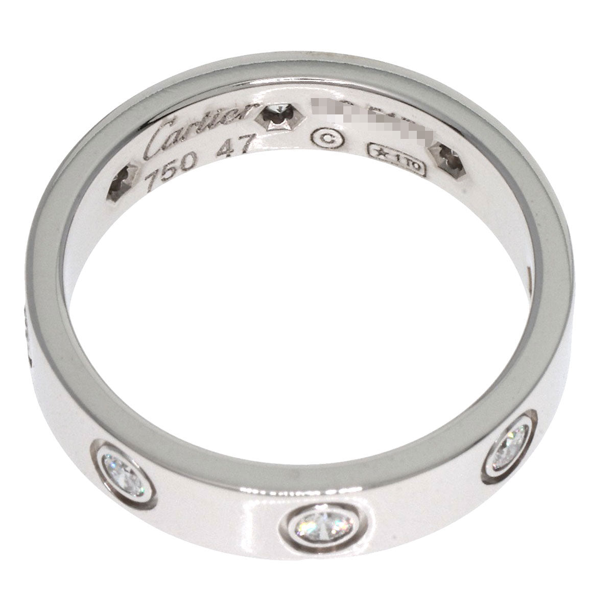 CARTIER Mini love ring full diamond #47 Ring K18 White Gold Ladies [Used]