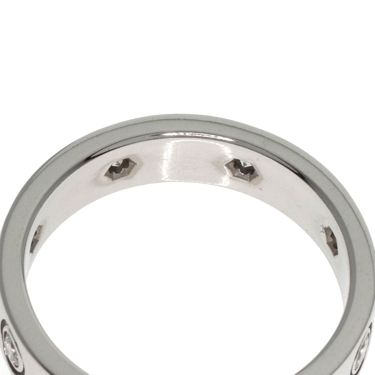 CARTIER Mini love ring full diamond #47 Ring K18 White Gold Ladies [Used]
