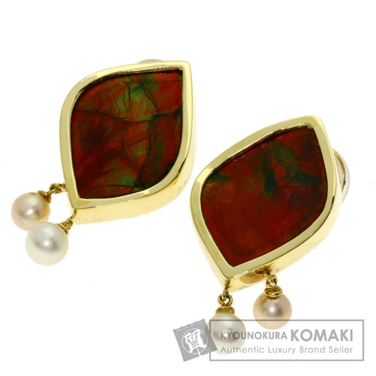 9.236ct Ammolite Pearl Pearl Earring K18 Yellow Gold 11.3g　Ladies