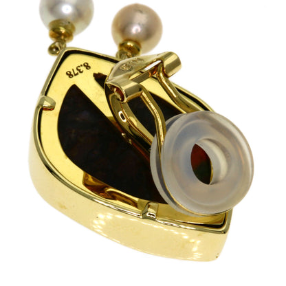 9.236ct Ammolite Pearl Pearl Earring K18 Yellow Gold 11.3g　Ladies