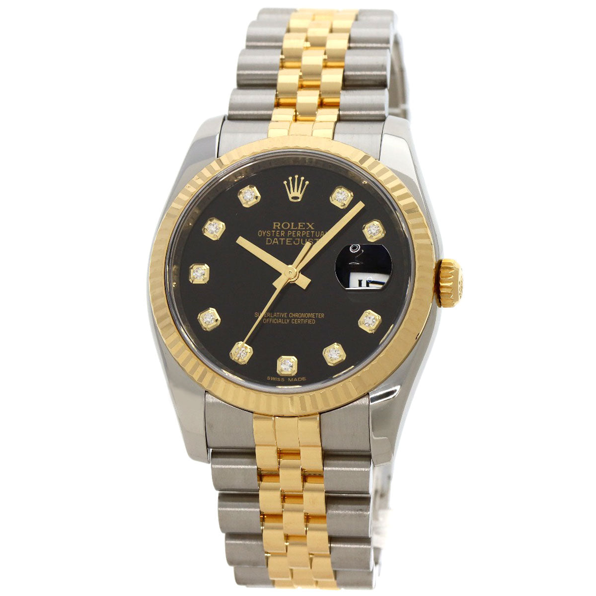 ROLEX DATEJUST 10P Diamond Watches 116233G Stainless Steel/SSxK18YG mens