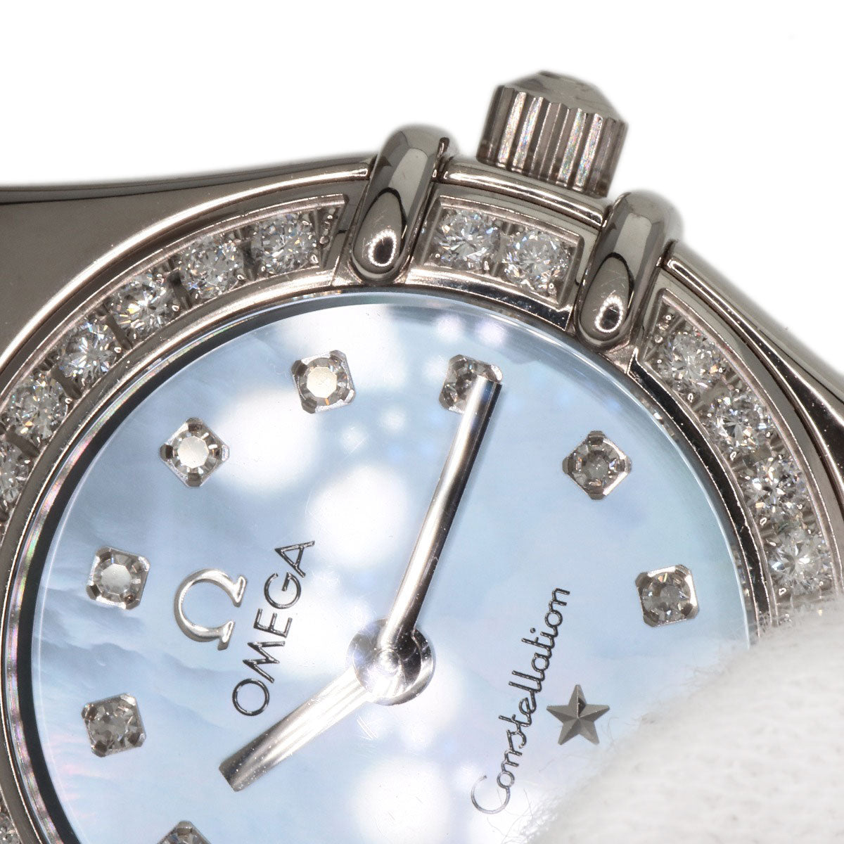 OMEGA Constellation Mini Diamond Blue Shell Watches 1165.77 K18 White Gold/K18 White Gold Ladies