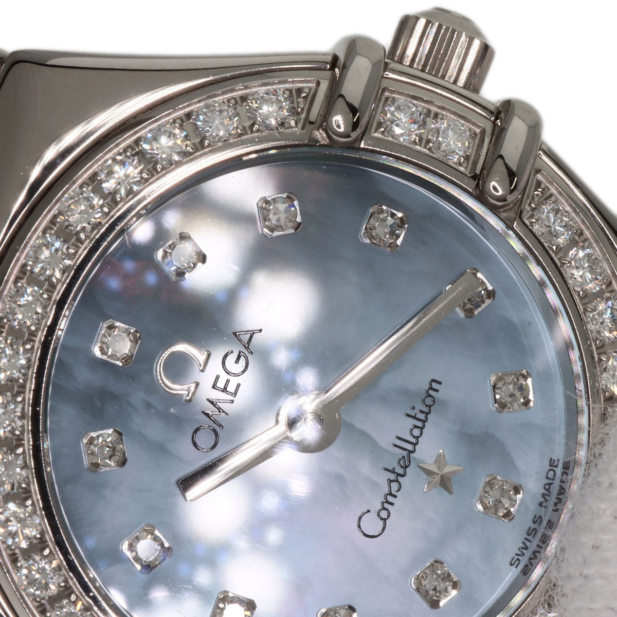 OMEGA Constellation Mini Diamond Blue Shell Watches 1165.77 K18 White Gold/K18 White Gold Ladies