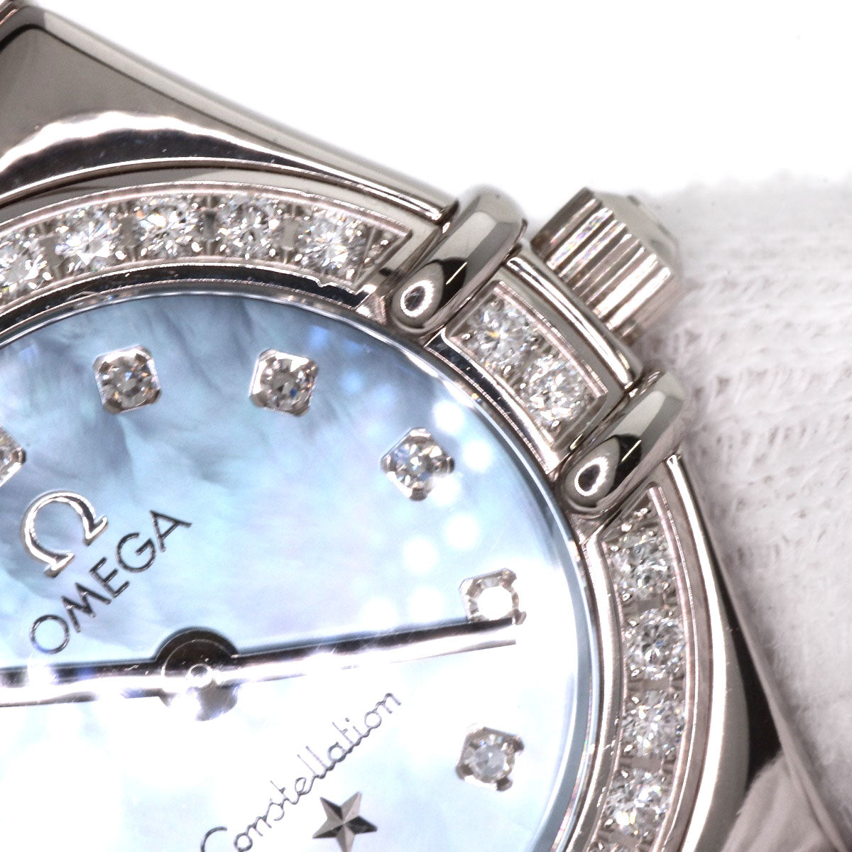 OMEGA Constellation Mini Diamond Blue Shell Watches 1165.77 K18 White Gold/K18 White Gold Ladies