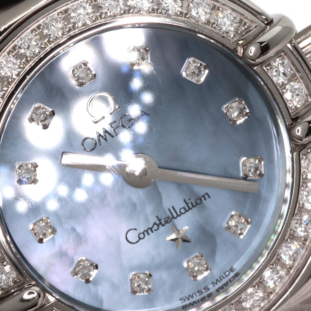 OMEGA Constellation Mini Diamond Blue Shell Watches 1165.77 K18 White Gold/K18 White Gold Ladies