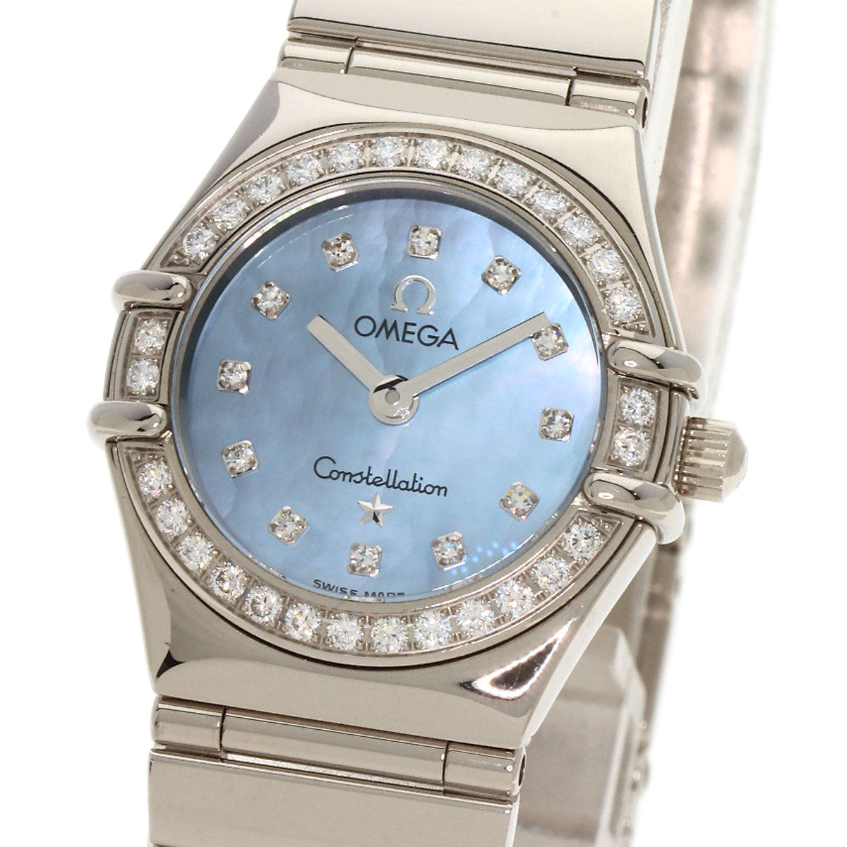 OMEGA Constellation Mini Diamond Blue Shell Watches 1165.77 K18 White Gold/K18 White Gold Ladies