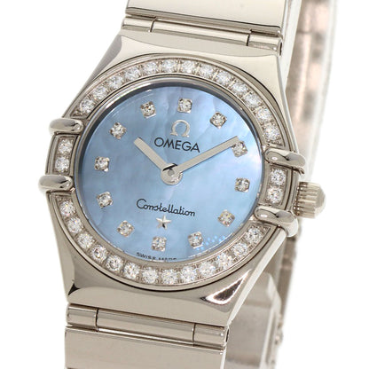 OMEGA Constellation Mini Diamond Blue Shell Watches 1165.77 K18 White Gold/K18 White Gold Ladies