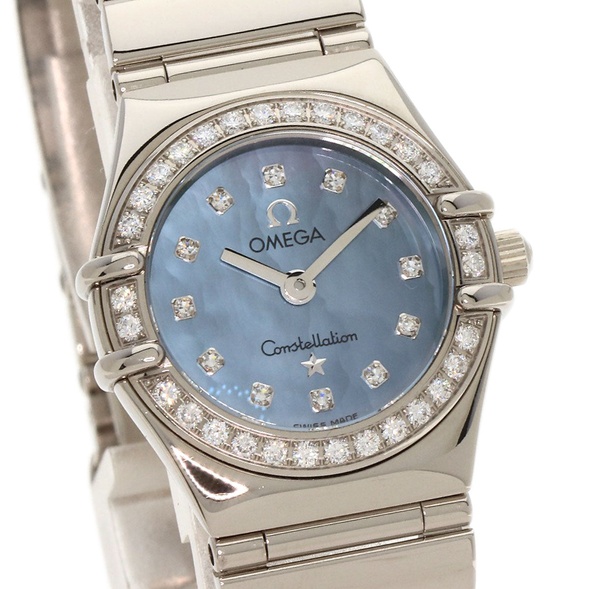OMEGA Constellation Mini Diamond Blue Shell Watches 1165.77 K18 White Gold/K18 White Gold Ladies
