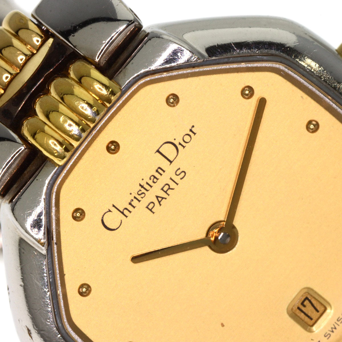 CHRISTIAN DIOR Octagon Watches D48-203 Stainless Steel/SSxGP Ladies