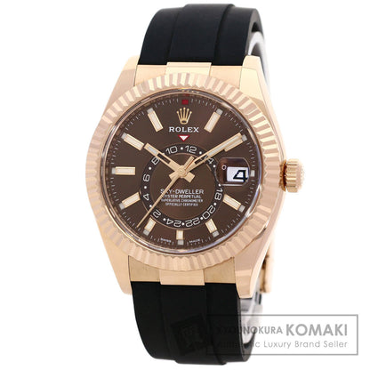 ROLEX Sky-Dweller Chocolate Brown Watches 326235 K18 Pink Gold/Rubber mens