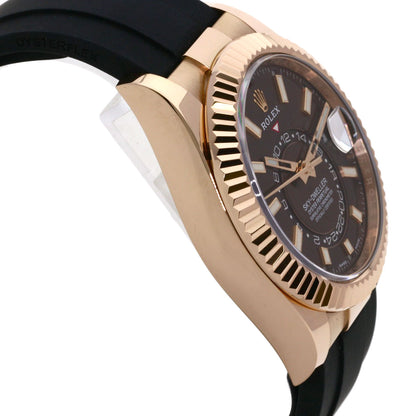 ROLEX Sky-Dweller Chocolate Brown Watches 326235 K18 Pink Gold/Rubber mens