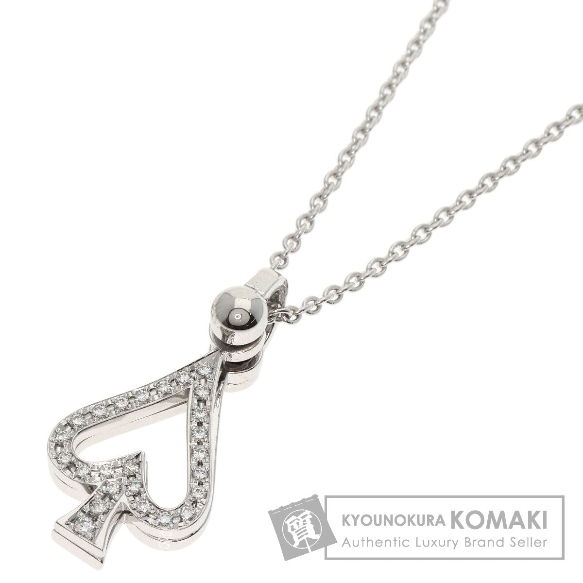 WALTHAM Swing Spade Diamond Necklace K18 White Gold Ladies [Used]