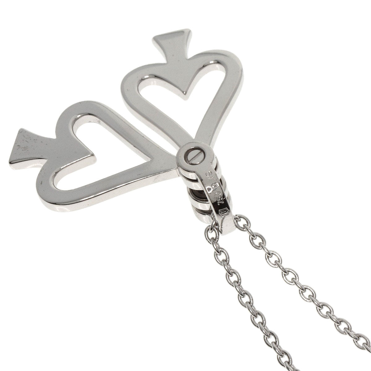 WALTHAM Swing Spade Diamond Necklace K18 White Gold Ladies [Used]