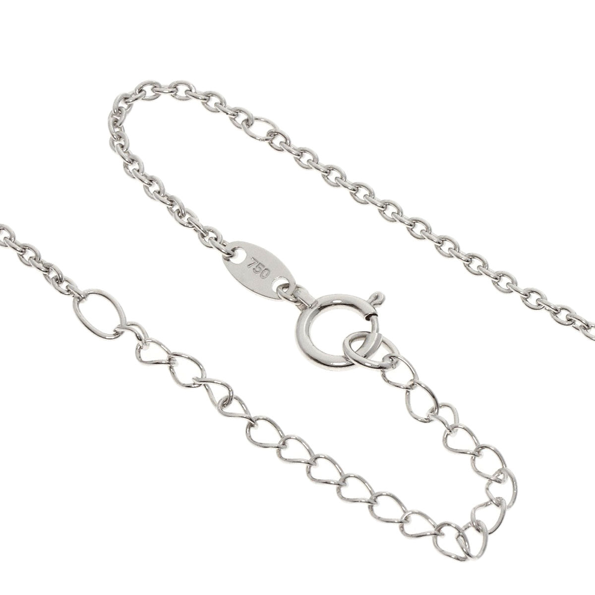 WALTHAM Swing Spade Diamond Necklace K18 White Gold Ladies [Used]