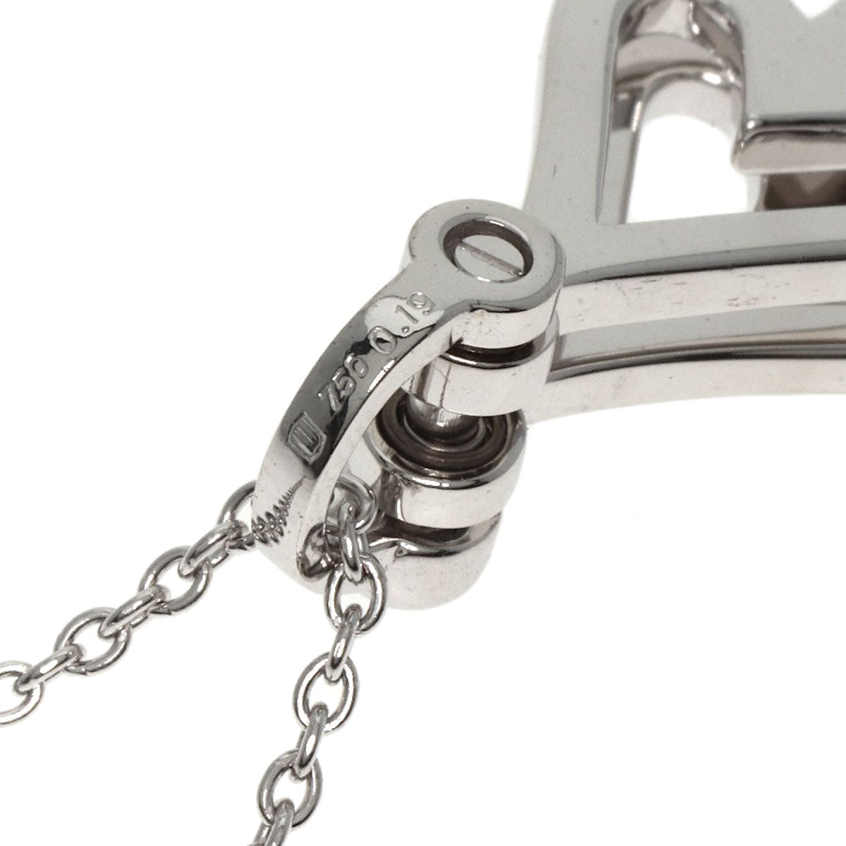 WALTHAM Swing Spade Diamond Necklace K18 White Gold Ladies [Used]