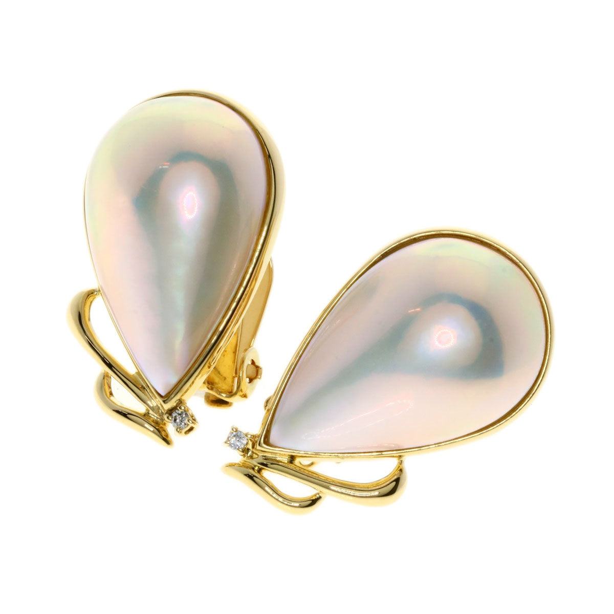 TASAKI Mabe Pearl Diamond Earring K18 Yellow Gold Ladies [Used]