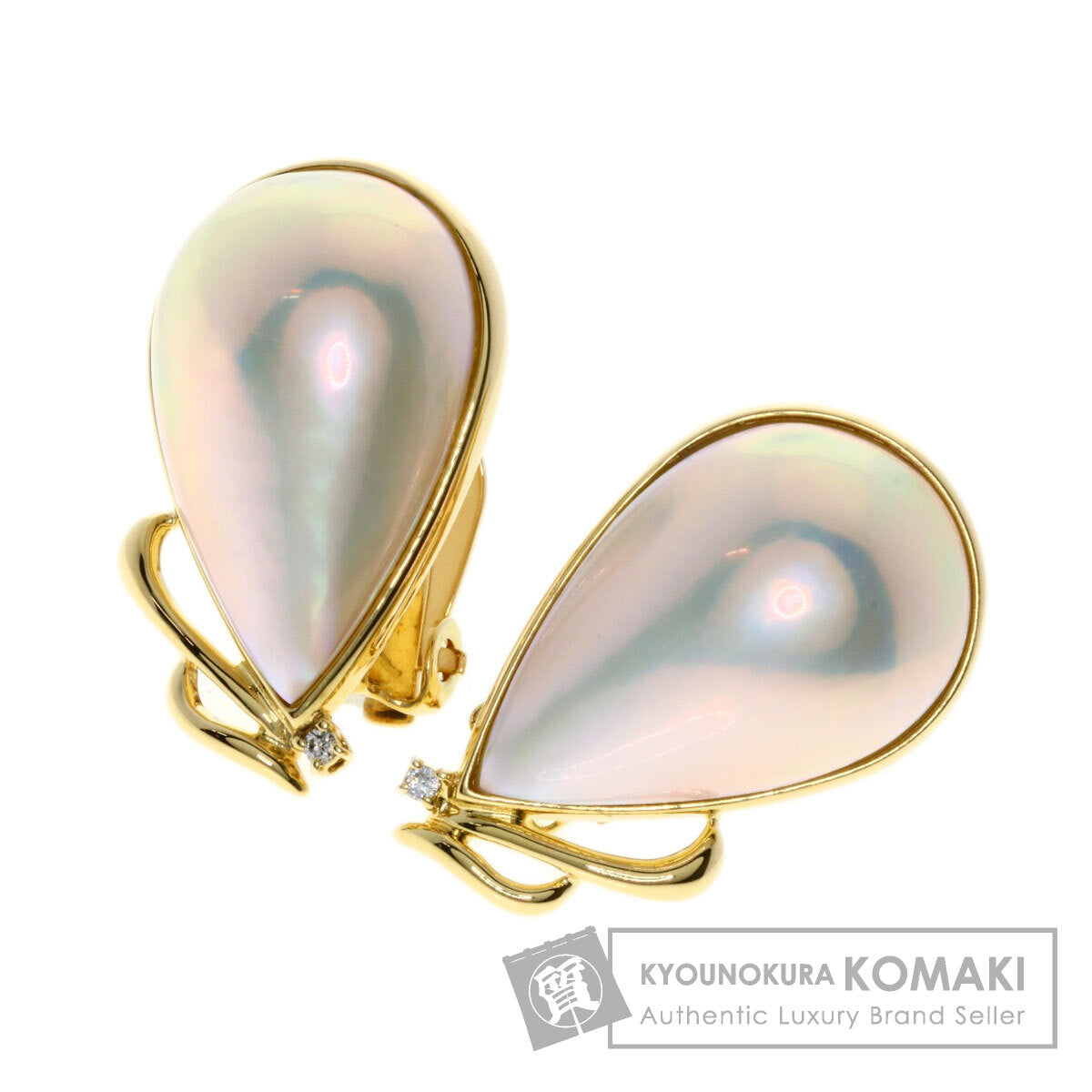 TASAKI Mabe Pearl Diamond Earring K18 Yellow Gold Ladies [Used]