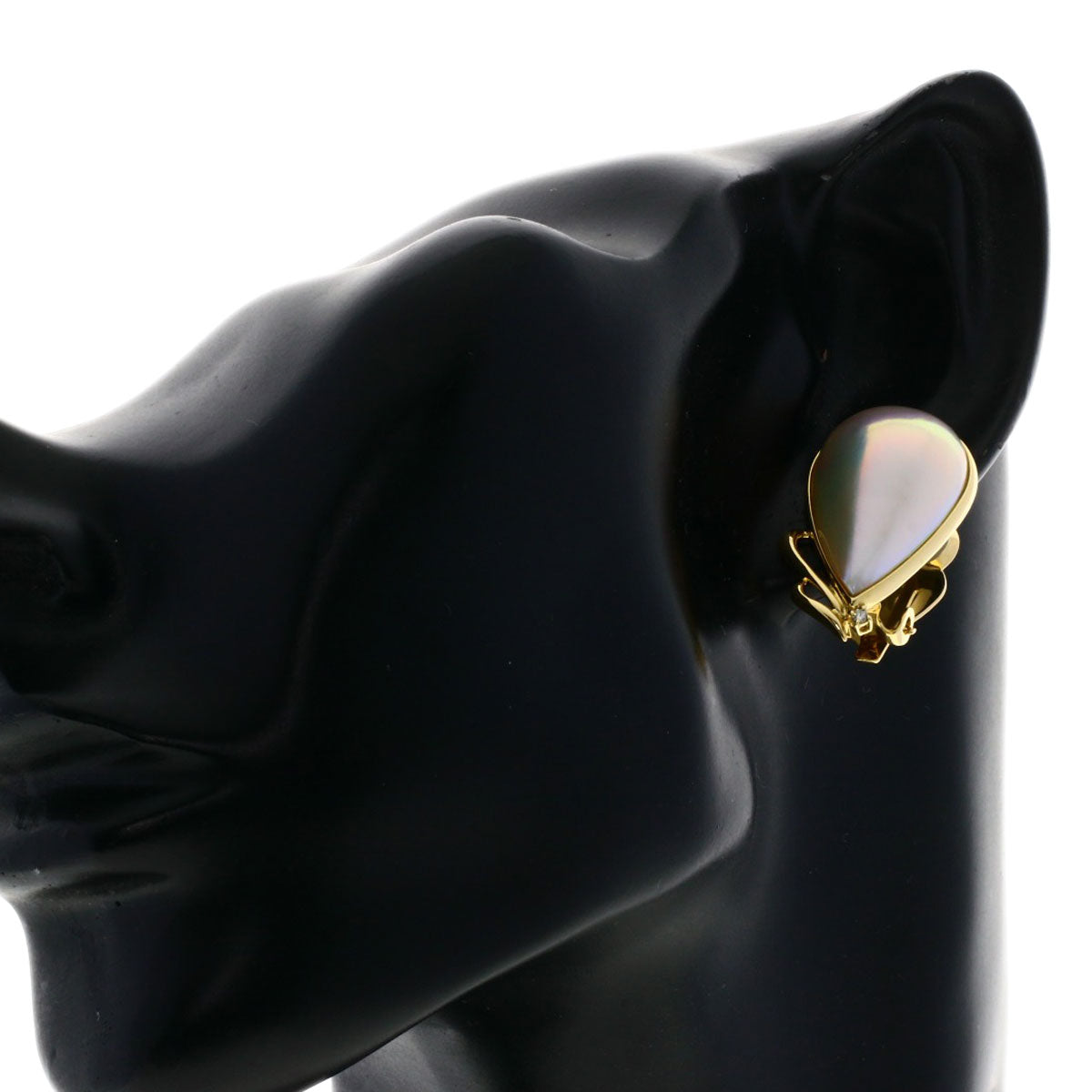 TASAKI Mabe Pearl Diamond Earring K18 Yellow Gold Ladies [Used]