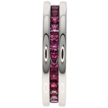 BVLGARI B.zero1 1 hand Rhodorite Garnet #48 Ring K18 White Gold Ladies [Used]