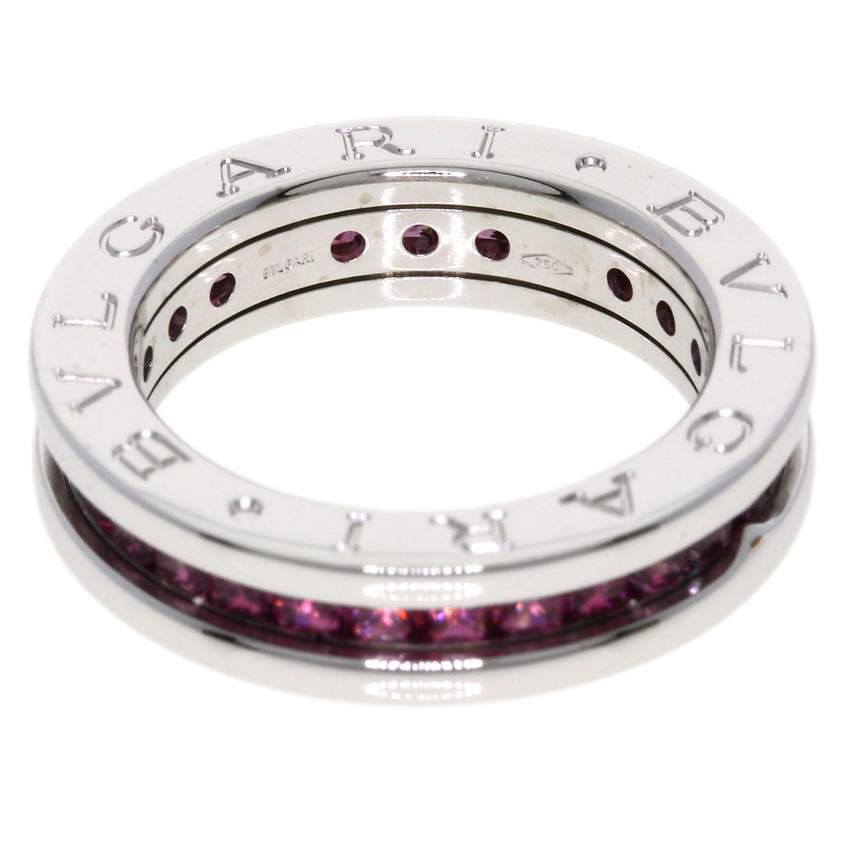 BVLGARI B.zero1 1 hand Rhodorite Garnet #48 Ring K18 White Gold Ladies [Used]