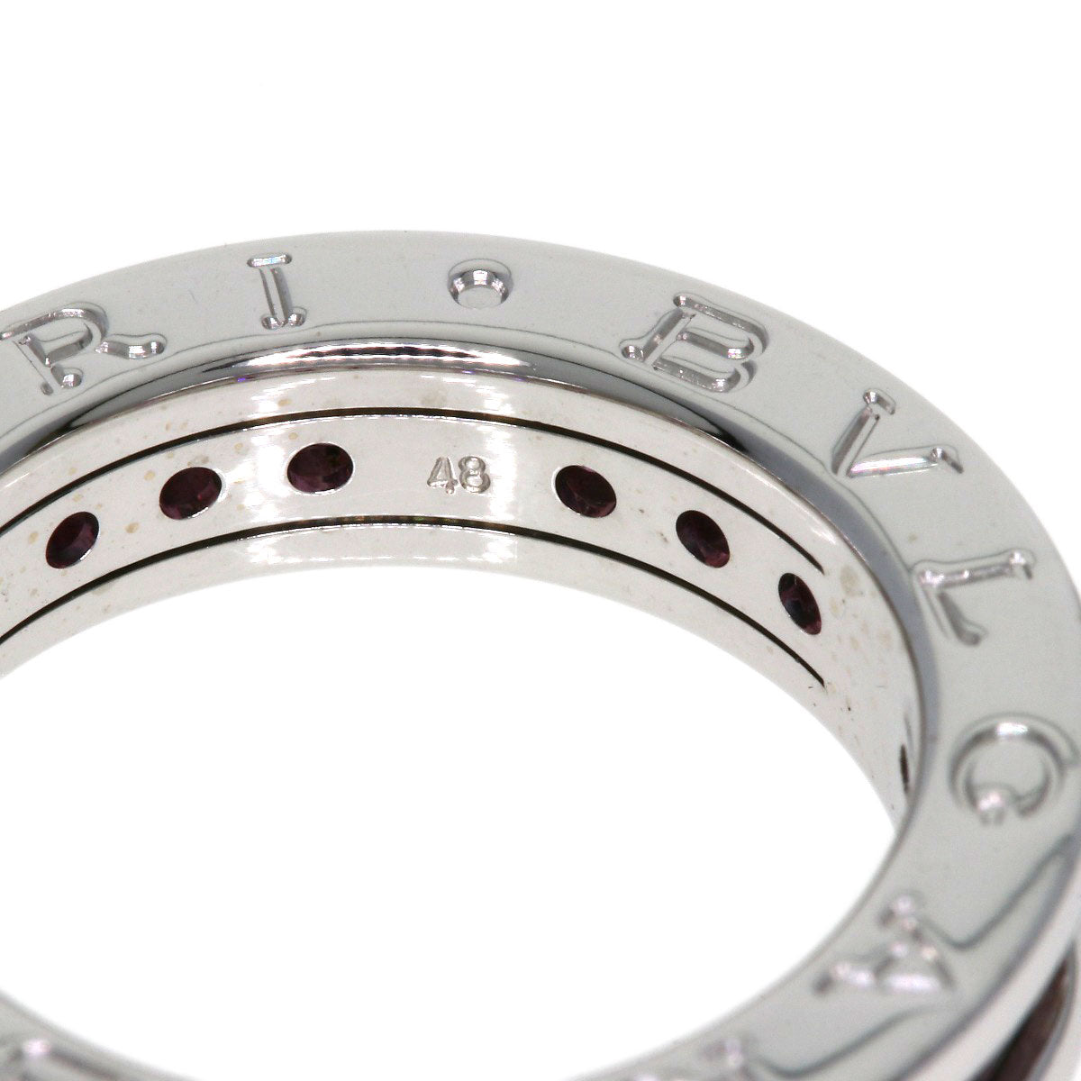 BVLGARI B.zero1 1 hand Rhodorite Garnet #48 Ring K18 White Gold Ladies [Used]