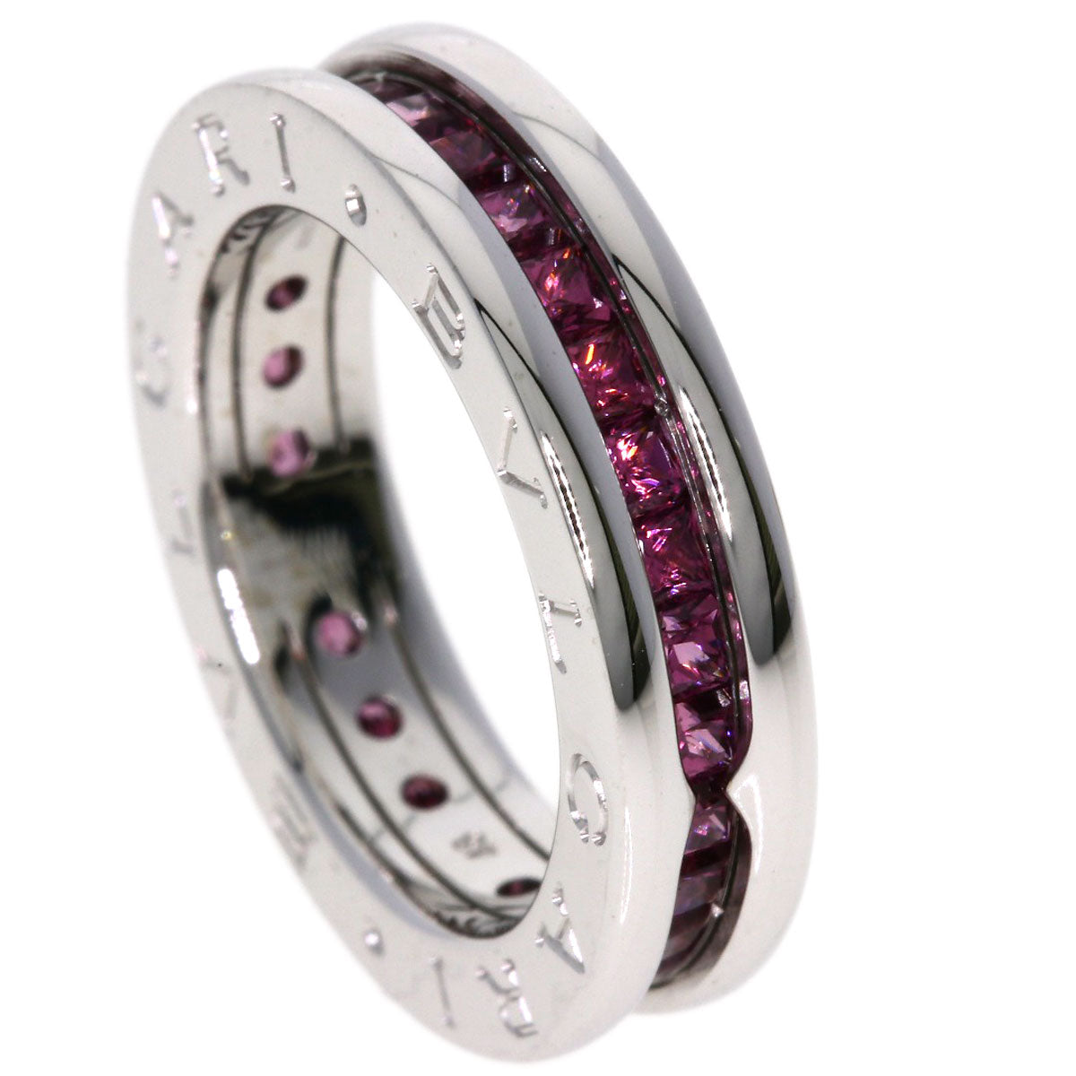 BVLGARI B.zero1 1 hand Rhodorite Garnet #48 Ring K18 White Gold Ladies [Used]