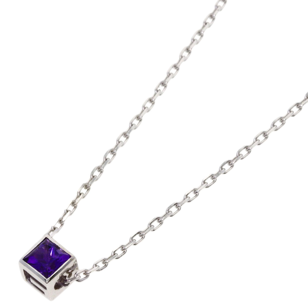 GUCCI Square G Amethyst Necklace K18 White Gold Ladies [Used]