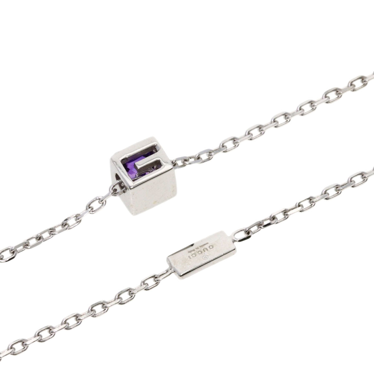 GUCCI Square G Amethyst Necklace K18 White Gold Ladies [Used]