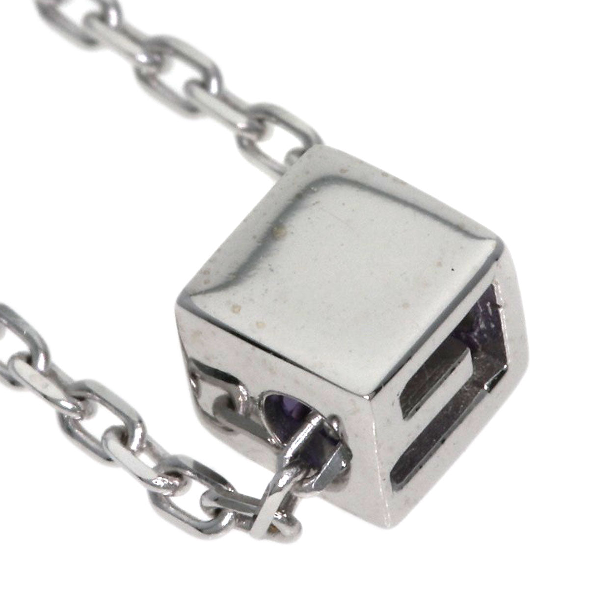 GUCCI Square G Amethyst Necklace K18 White Gold Ladies [Used]