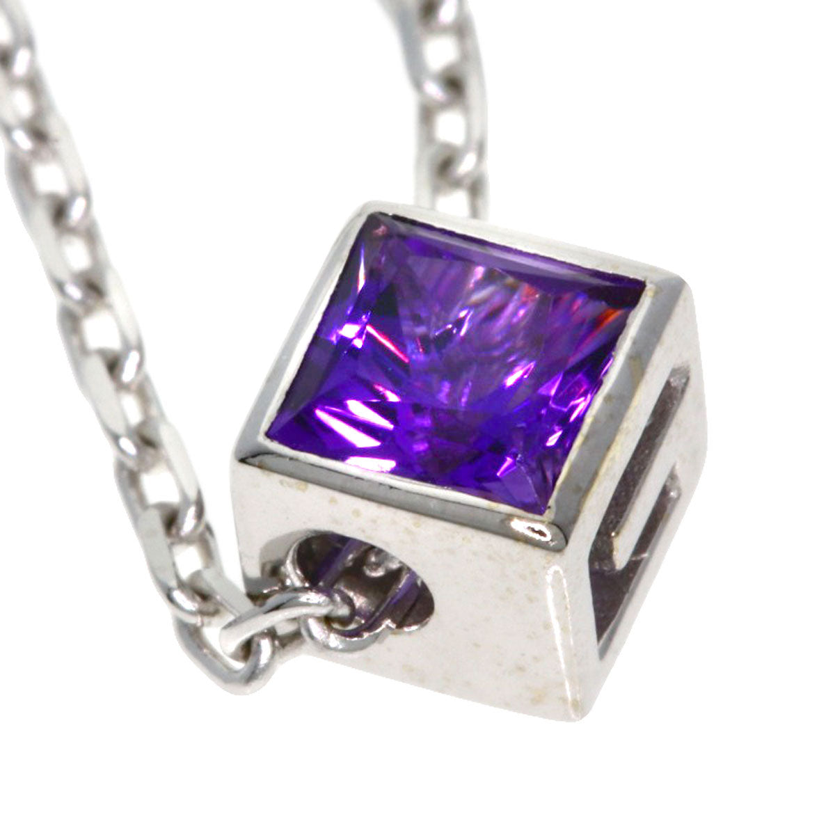GUCCI Square G Amethyst Necklace K18 White Gold Ladies [Used]