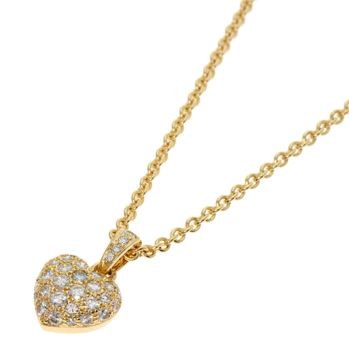 CARTIER Heart Pave Diamond Necklace K18 Yellow Gold Ladies [Used]