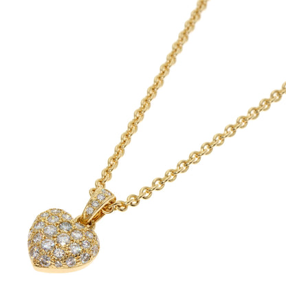 CARTIER Heart Pave Diamond Necklace K18 Yellow Gold Ladies [Used]