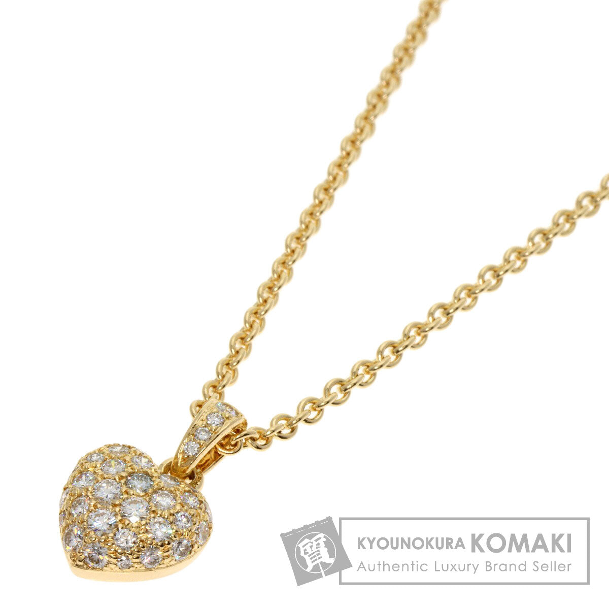 CARTIER Heart Pave Diamond Necklace K18 Yellow Gold Ladies [Used]