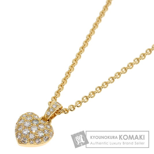 CARTIER Heart Pave Diamond Necklace K18 Yellow Gold Ladies [Used]