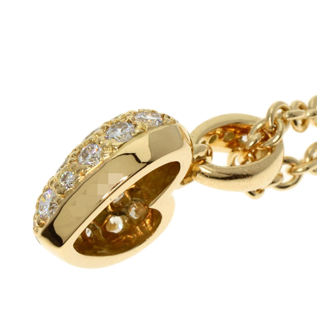 CARTIER Heart Pave Diamond Necklace K18 Yellow Gold Ladies [Used]