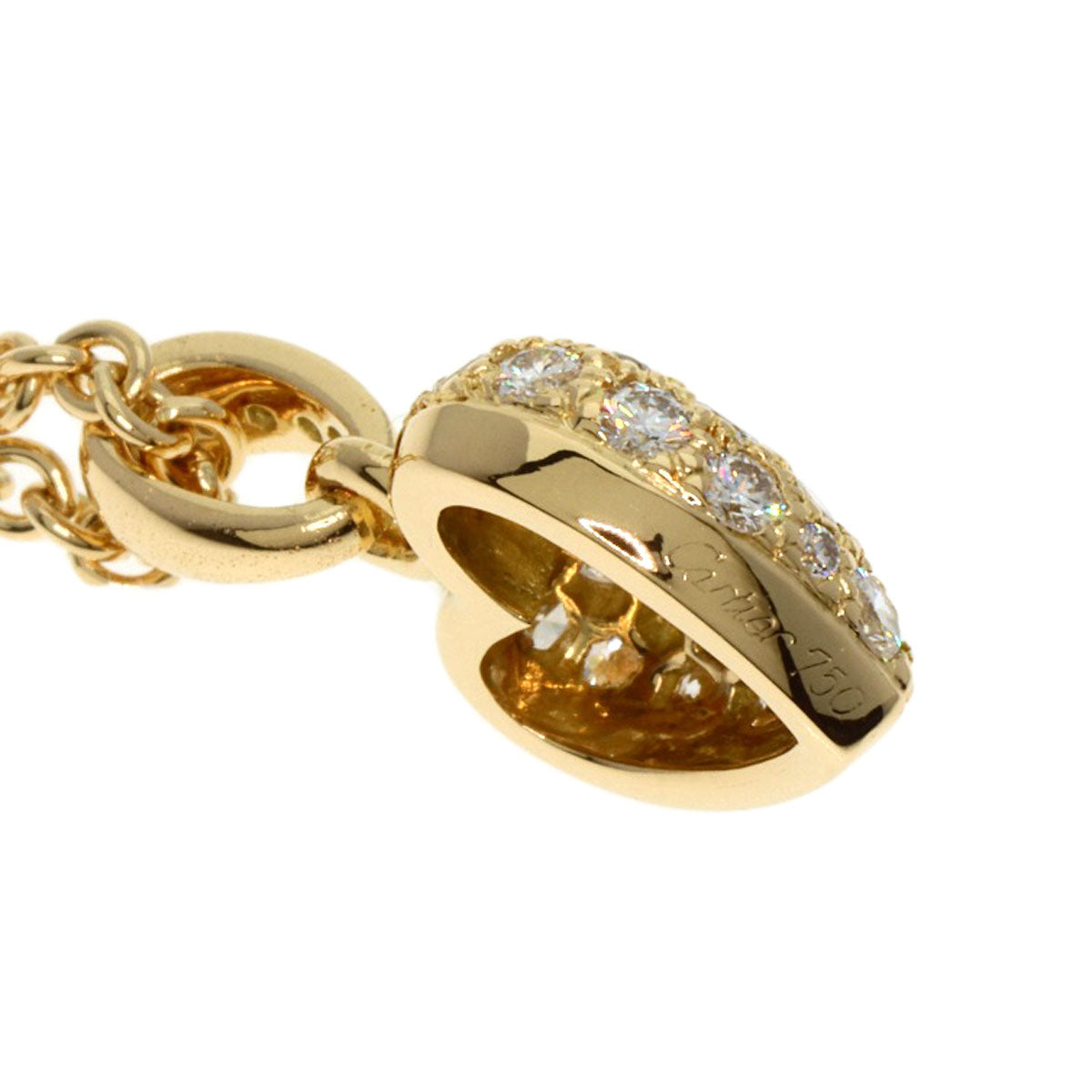 CARTIER Heart Pave Diamond Necklace K18 Yellow Gold Ladies [Used]