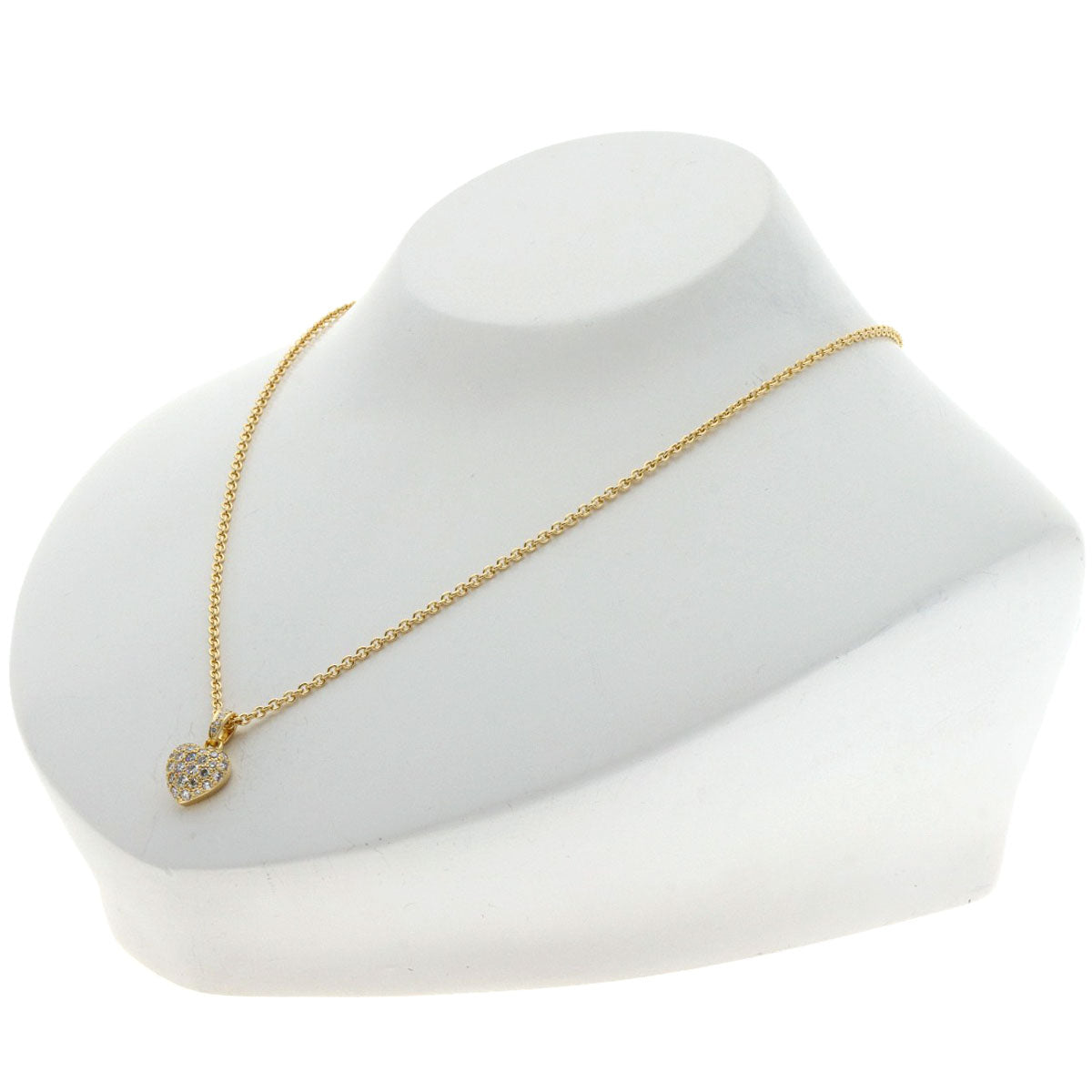 CARTIER Heart Pave Diamond Necklace K18 Yellow Gold Ladies [Used]