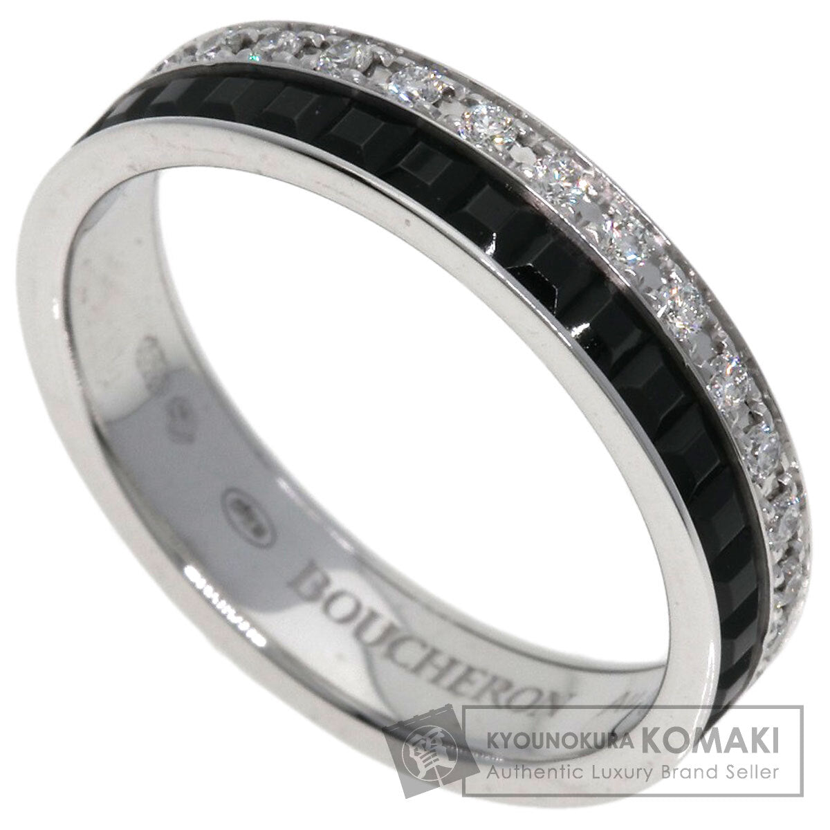 Boucheron Quatre Black Diamond #46 Ring K18 White Gold Ladies [Used]